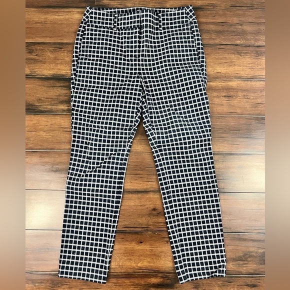 LOFT Pants - Loft Outlet Blue & White Check Modern Skinny Ankle Pants - Size 4P